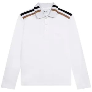 Hugo Boss Shoulder Stripe Polo Shirt White 6Y