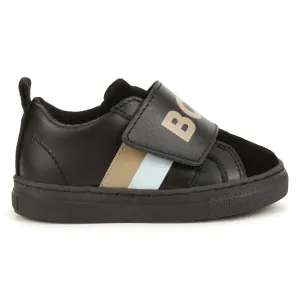Boss Baby Boys Stripe Sneakers in Black 20 100% Leather - Lining: Outsole: Synthetic