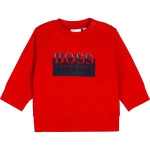 Hugo Boss Red Cotton Logo Sweater 2Y