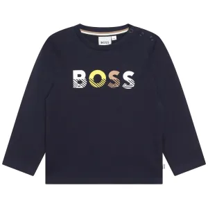 Hugo Boss Baby Boys Logo Long Sleeved T-shirt Navy 6M