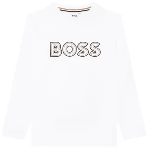 Hugo Boss Baby Boys Logo Long Sleeved T-shirt White 2Y