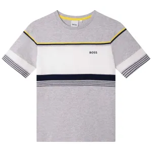 Hugo Boss Boys Chest Logo T Shirt Grey 4Y
