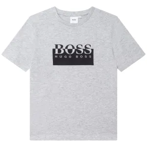 Hugo Boss Boys Grey Cotton Logo T-shirt 16Y