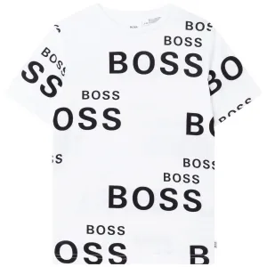 Hugo Boss Boys White Logo T-shirt 4Y