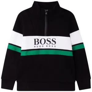 Hugo Boss Boys Black Cotton Zip-up Top 8Y