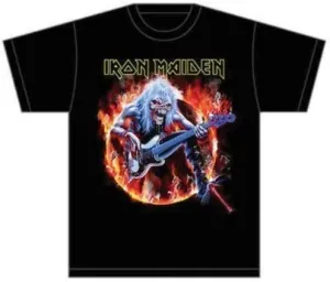 Iron Maiden Camiseta de manga corta Fear Live Flames Hombre Black M