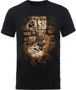 Johnny Cash Camiseta de manga corta Guitar Song Titles Black XL
