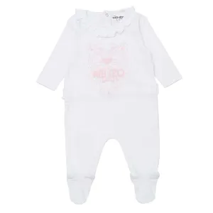 Kenzo Baby Girls White/pink Babygrow Set 6M White