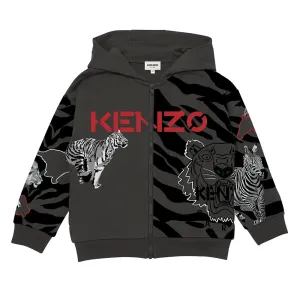 Kenzo Boys Animal Print Hoodie Grey 8A