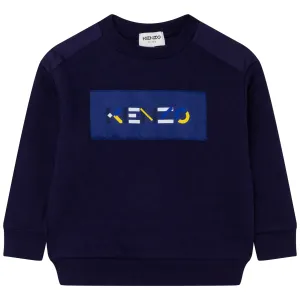 Kenzo Boys Logo Print Crew Neck Sweatshirt Navy 10Y