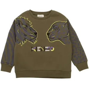 Kenzo Boys Tiger Logo Sweater Khaki 4Y