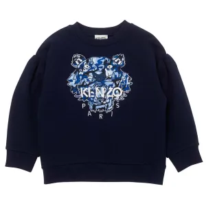 Kenzo Girls Tiger Logo Sweater Navy 10Y