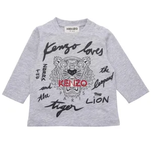 Kenzo Baby Boys Long Sleeve Tiger T-shirt Grey 6M
