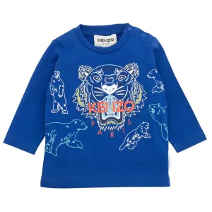 Kenzo Baby Boys Tiger Print T-shirt Blue 2Y