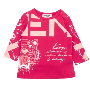 Kenzo Baby Girls Multi Icon Logo T Shirt Red 3Y