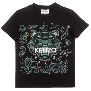 Kenzo Boys Tiger Print T-shirt Black 8A