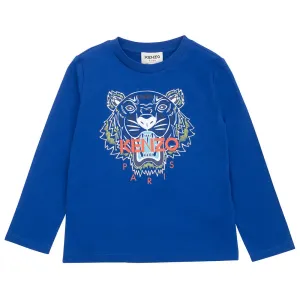 Kenzo Boys Tiger Print T-shirt Blue 4Y