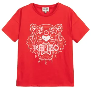 Kenzo Girls Tiger Logo T-shirt Red 6Y