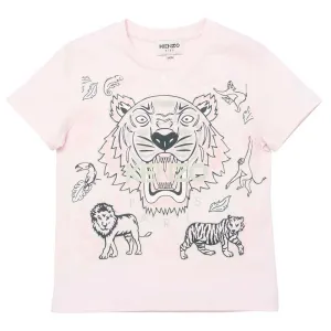 Kenzo Girls Tiger Print T-shirt Pink 2A