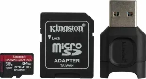 Kingston 64GB microSDHC Canvas React Plus U3 UHS-II V90 + SD Adapter + Reader Micro SDHC 64 GB Tarjeta de memoria