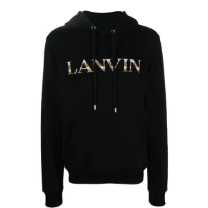 Lanvin Mens Curb Embroidered Hoodie Black S