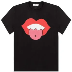 Lanvin Men's Applied Artwork Mouth T-shirt Black XL