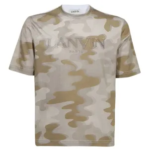 Lanvin Mens Camo T-shirt Beige L