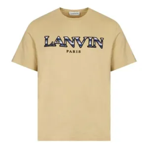 Lanvin Mens Curb Embroidered Sand Logo T-shirt Beige S