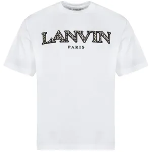Lanvin Mens Curb Logo Appliquéd Cotton T-shirt White L
