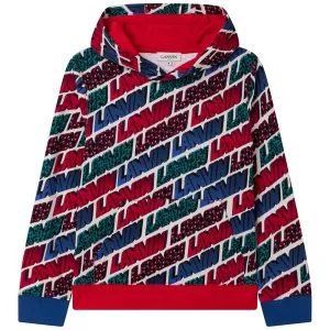 Lanvin Boys All Over Logo Print Hoodie Red 10Y