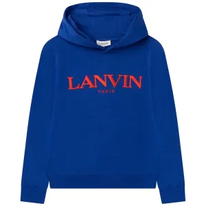 Lanvin Boys Logo Hoodie Blue 8Y
