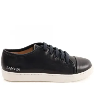 Lanvin Boys Leather Trainers Navy Eu35