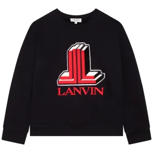 Lanvin Boys Double L Logo Sweater Black 12Y