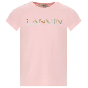 Lanvin Girls Logo T-shirt Pink 8Y