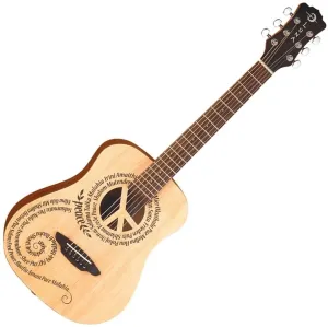 Luna 3/4 Travel Laser etched peace art Guitarra folclórica