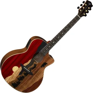 Luna Vista Bear Tropical Wood Bear motif on exotic marquetry Guitarra electroacustica