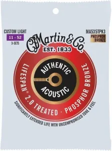 Martin Authentic Lifespan 2.0 92/8 Phosphor Bronze Custom Light 3-Pack