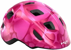 MET Hooray Pink Hearts/Glossy S (52-55 cm) Casco de bicicleta para niños
