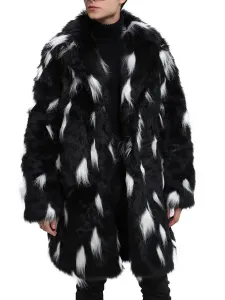 Abrigos de piel sintética para hombres Collar de cobertura Abrigo cálido negro para el invierno #306712