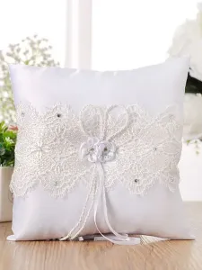 Almohada portadora de anillo Arcos de flores de encaje blanco Ceremonia de boda Suministros