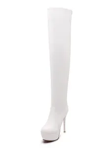 Botas altas mujer negro  de de tacón de stiletto de puntera de forma de almendra 12cm Color liso Invierno 3.5cm slip-on para pasar por la noche #237890