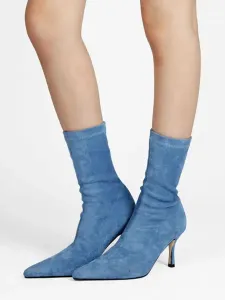 Botas de calcetín de tacón bajo para mujer #492203