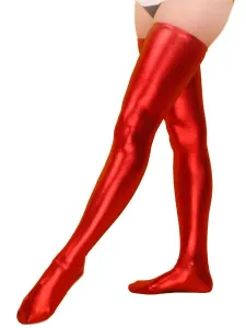 Disfraz Carnaval Medias rojas de metálicas brillantes