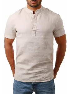 Camisa casual para hombre Cuello joya Casual Light Apricot Camisas para hombre #435914