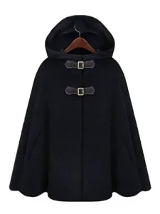 Abrigo poncho para mujer con capucha de gran tamaño gris ropa de abrigo de invierno #222170