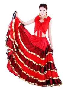Disfraz Carnaval Traje de baile español de Paso Doble 2023 Falda de flamenco Pantalón de baile taurino rojo Halloween Carnaval Halloween