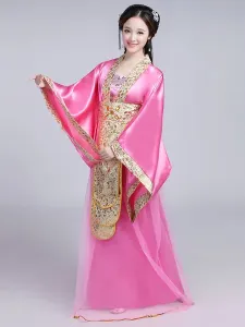 Disfraz Carnaval Traje chino tradicional mujer Satén rojo mujeres Hanfu vestido Ancient Tang Dynasty Clothing 3 piezas Carnaval Halloween #252343