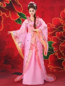 Traje chino femenino tradicional rosa gasa mujer Hanfu vestido antiguo dinastía Tang ropa 3 piezas #252317
