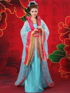 Traje chino femenino tradicional rosa gasa mujer Hanfu vestido antiguo dinastía Tang ropa 3 piezas #252319