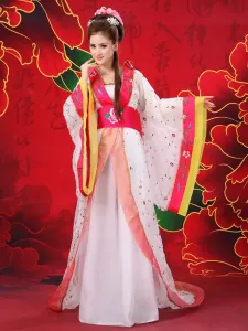 Traje chino femenino tradicional rosa gasa mujer Hanfu vestido antiguo dinastía Tang ropa 3 piezas #252323